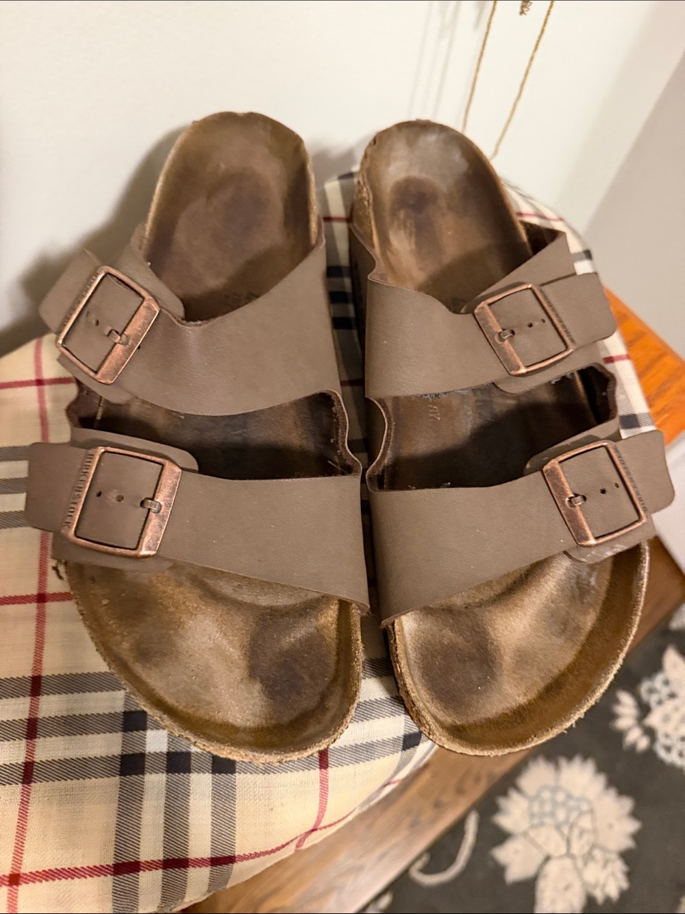 Birkenstock Brown Two-Strap Men's Sandals with Buckles